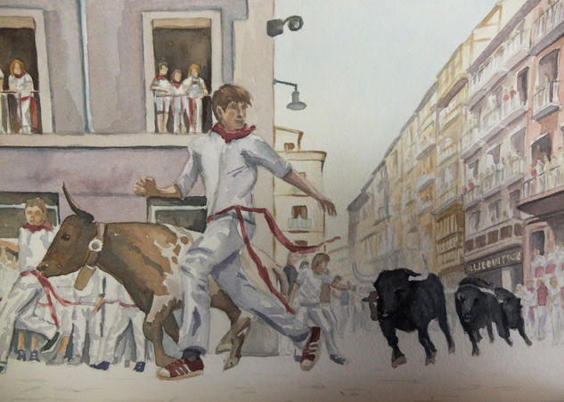 San Fermines Pamplona Watercolour Paper Others