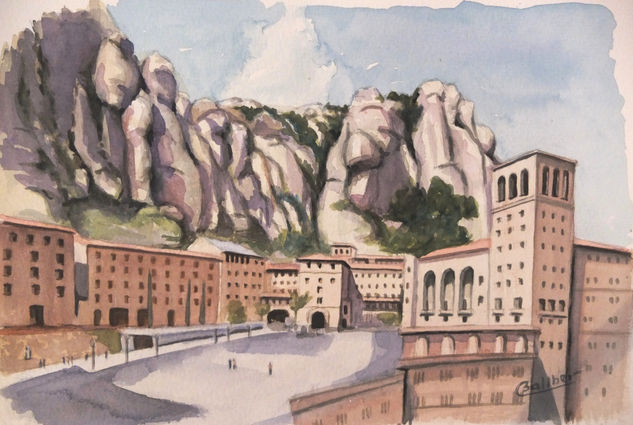 Monasterio de Montserrat Watercolour Paper Landscaping