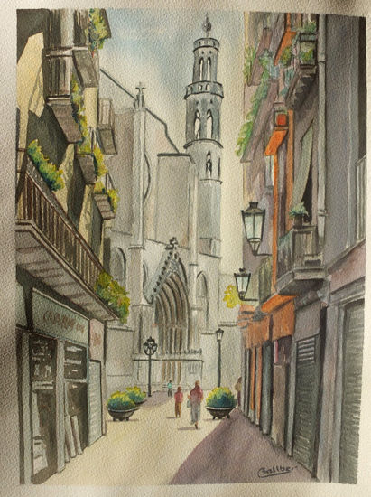 Catedral de Santa Maria del Mar Watercolour Paper Others