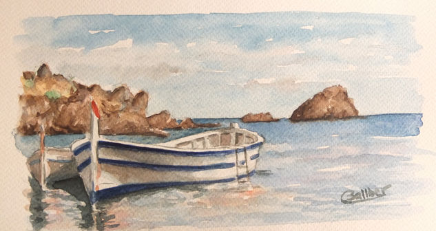 Mar en Barcelona Watercolour Paper Marine Painting