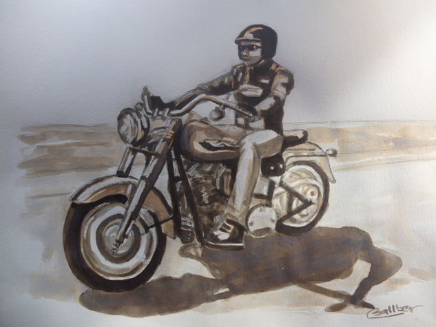 Harley Davidson Ink Paper Figure Painting