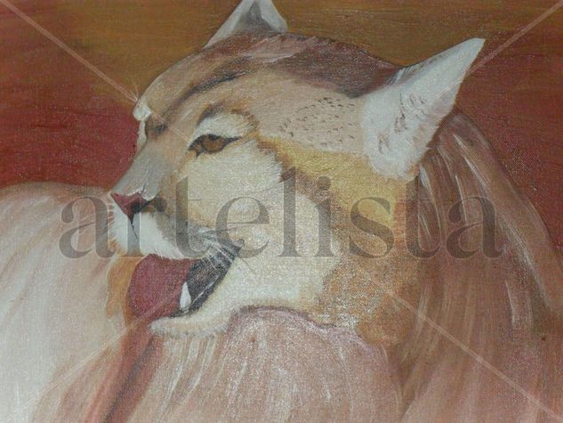 Mi leona al aceite. Oil Canvas Animals