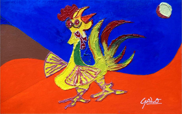 HNO. OSCAR GALO ( Figura de Gallo 56 x 90 Cm ( PRECIO US$ 12,000 Mixed media Canvas Figure Painting