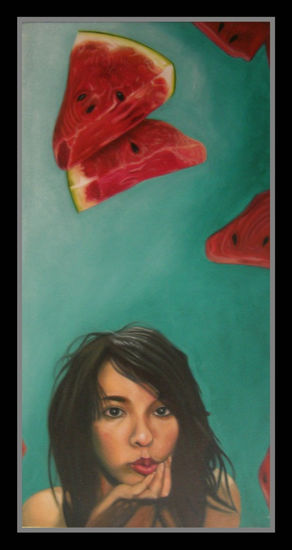 El dia de las sandias Oil Textile Portrait