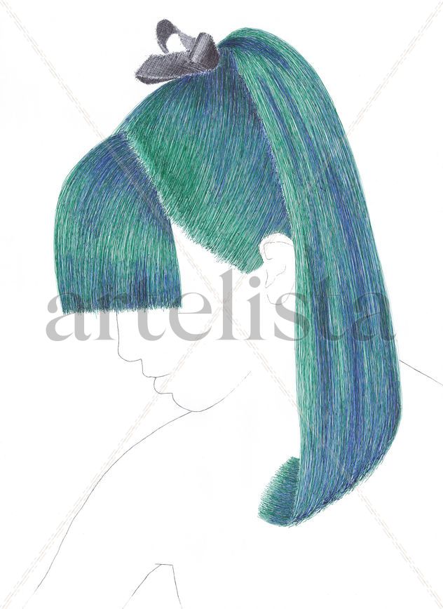 Mujer 2 melena verde