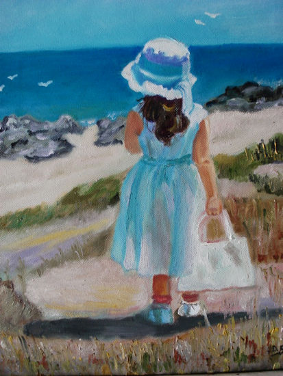 Niña en el mar Oil Canvas Figure Painting