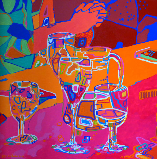 VINOPLÁSTICA-BRINDAMOS POR EL AMOR Oil Canvas Still Life Paintings