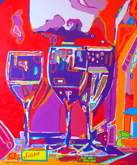 VINOPLÁSTICA-NO HAY DOS SIN TRES- Oil Canvas Still Life Paintings