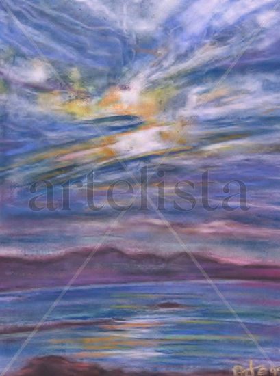 ATARDECER Pastel Cartulina Paisaje