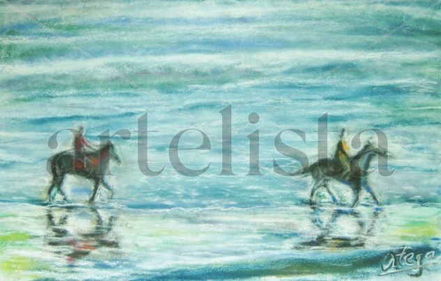 CABALGANDO Pastel Card Marine Painting