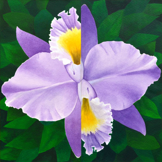 Doble Cattleya Acrylic Paper Floral Painting