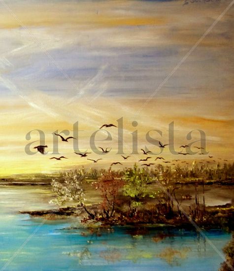 Birds Oil Canvas Landscaping