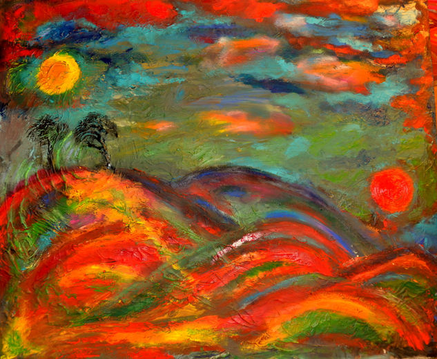 The two sun- begin and the end of ... Oil Canvas Landscaping