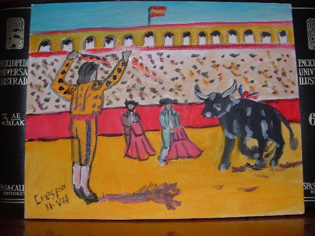 Toros citando banderillas .EL PINTOR TIENE CUADROS EN COLECCIONES DE TODO EL MUNDO Oil Canvas Others