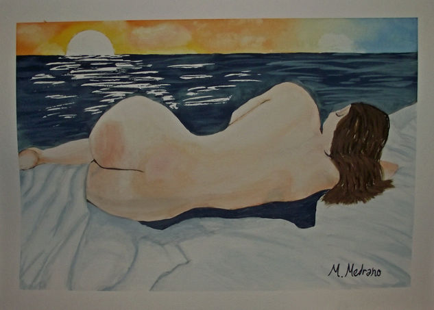 Bellezas Observandose Watercolour Card Nude Paintings