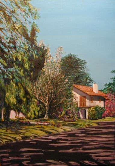 Casa de mi Barrio Oil Canvas Landscaping