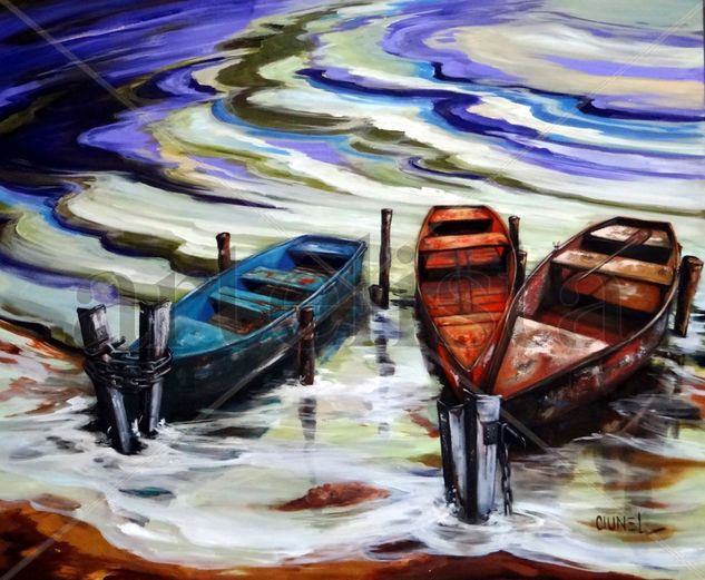 SERIE BOTES Oil Textile Marine Painting