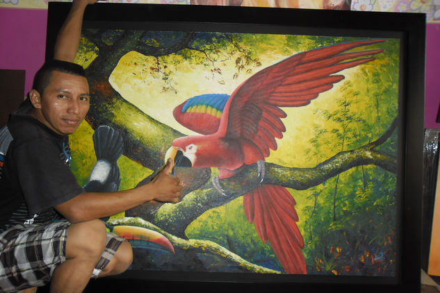 guacamayo Óleo Lienzo Animales