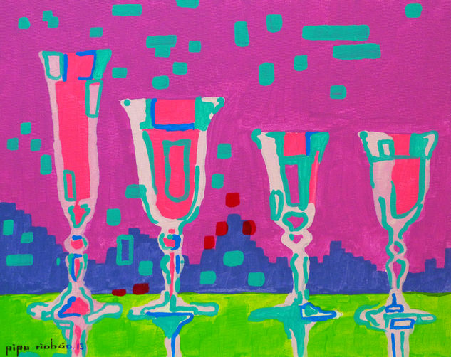 VINOPLASTICA-SERIE CRISTAL #037 Acrylic Canvas Still Life Paintings