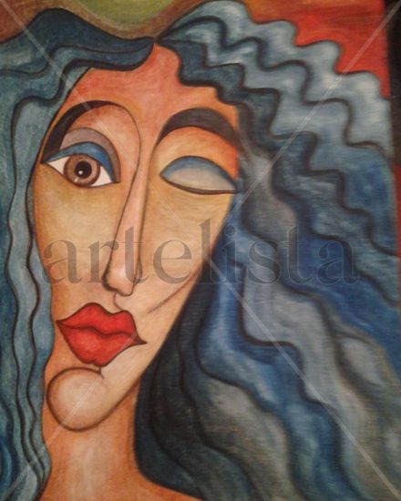 maria,  fishing man wife Mixed media Card Figure Painting