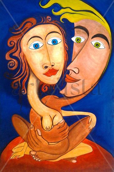 pareja entrelazada Mixed media Card Figure Painting