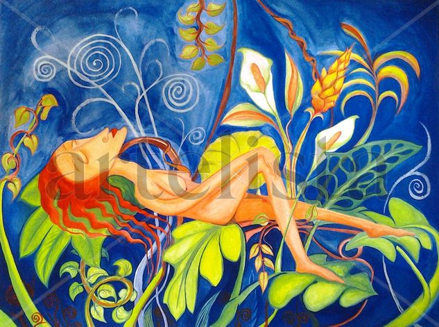 jungle dreams Mixed media Card Figure Painting