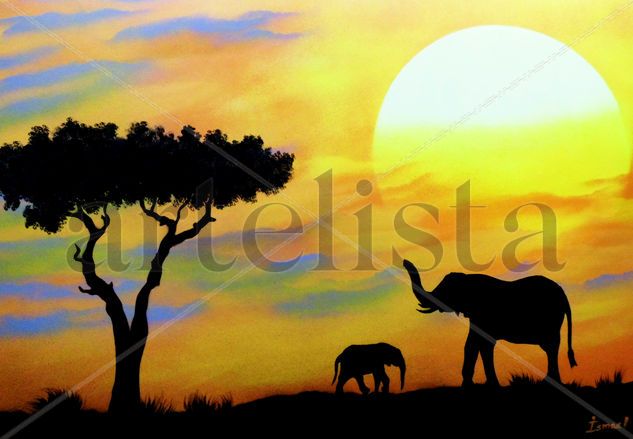 Africa Grafito Cartulina Animales