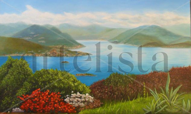 Una mirada al lago de Como Oil Canvas Landscaping