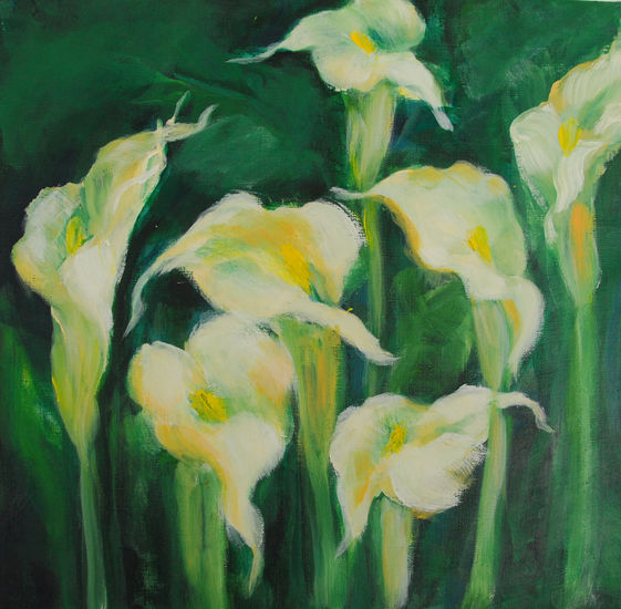 Calas cantando Acrylic Canvas Floral Painting