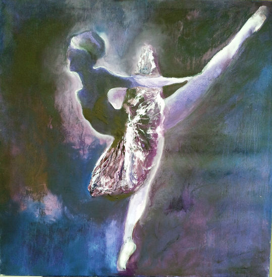 Bailando en Violeta Oil Textile Figure Painting