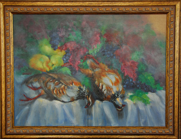 Perdices y membrillos Oil Canvas Still Life Paintings