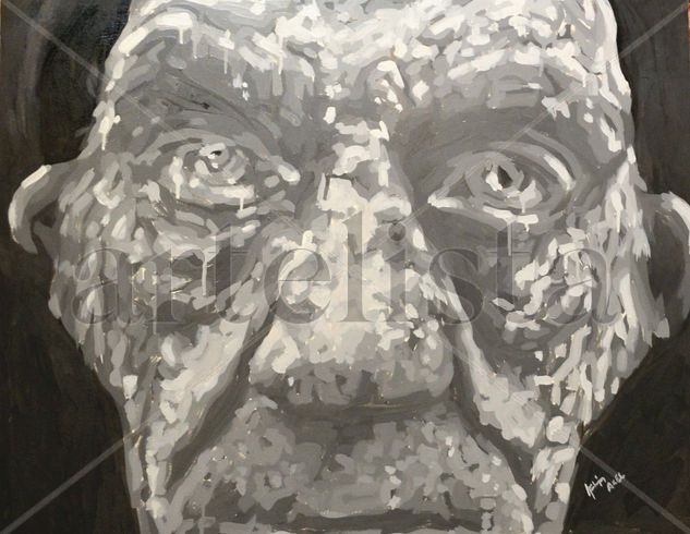 Old Man Oil Textile Figure Painting