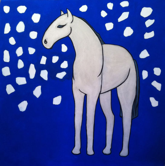 Caballo blanco a la luz de las estrellas Pastel Paper Animals