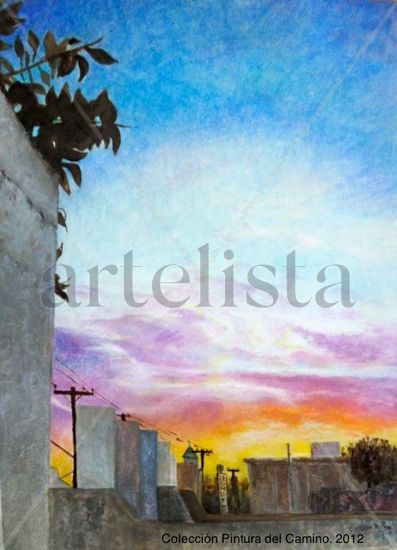 Evocador en la Azotea. Pastel Papel Paisaje