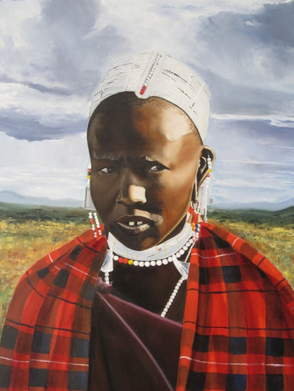 mujer masaii Oil Canvas Portrait