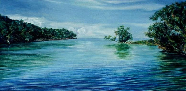 Desembocadura del río Arimao, Cienfuegos. Cuba Oil Canvas Marine Painting