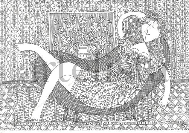 Dibujo blanco y negro: Un minuto de descanso