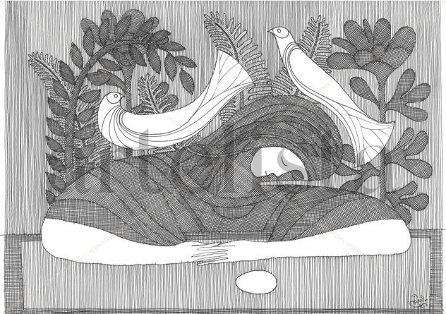 Dibujo blanco y negro: Todo surgió a la vez