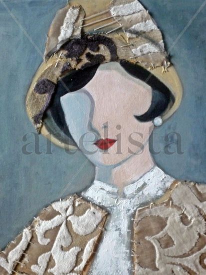 Flapper 1 Mixed media Canvas Figure Painting