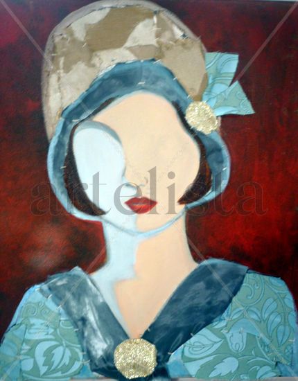 Flapper 3 Mixed media Canvas Figure Painting