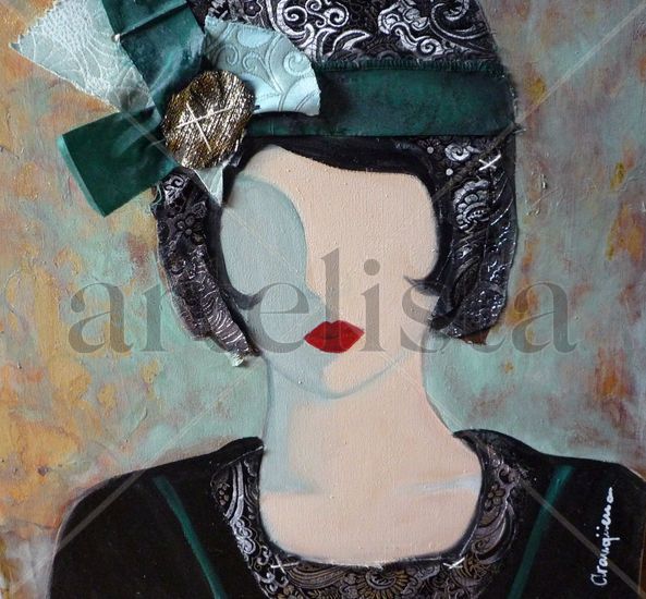 Flapper 5 Mixed media Canvas Figure Painting