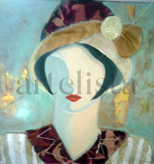 Flapper 6 Mixed media Canvas Figure Painting