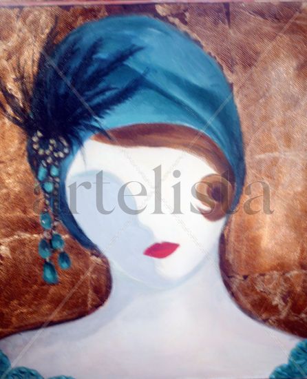 Flapper 12 Mixed media Canvas Figure Painting