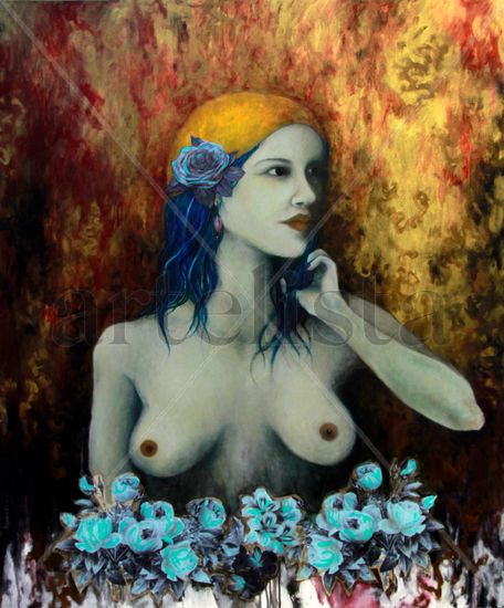 Sueño dorado Mixed media Canvas Figure Painting