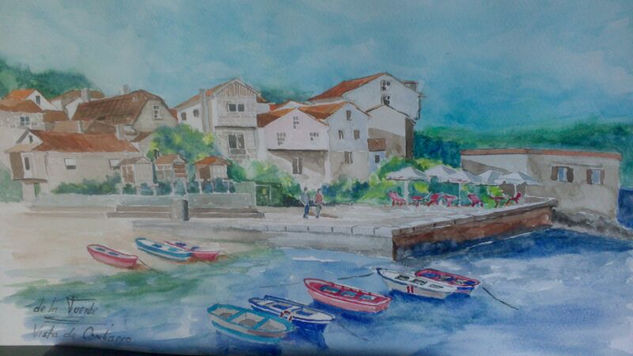 Puerto de Combarro Watercolour Card Marine Painting