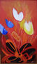 Flores sobre fondo rojo