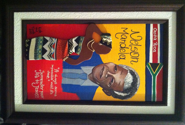 Afro Costa Rican Paints Riish and Toosh (Madiba Forever) Media Mixta Tabla Retrato