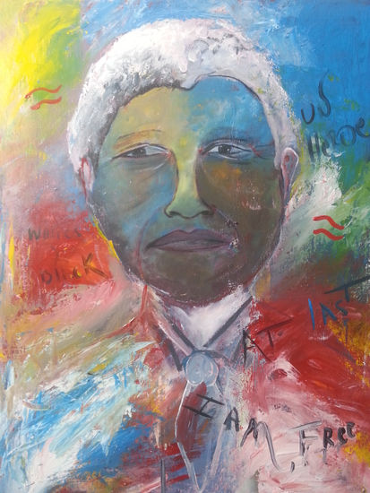 serie soñadores " mandela una opcion de libertad" Acrylic Canvas Portrait