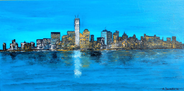 Nueva York: Luces sobre el Hudson Acrylic Canvas Landscaping