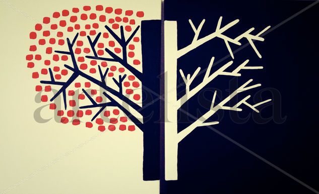 Arbol en Otoño Acrylic Canvas Figure Painting